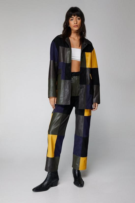 NastyGal Premium Real Leather And Suede Patchwork Jacket 2