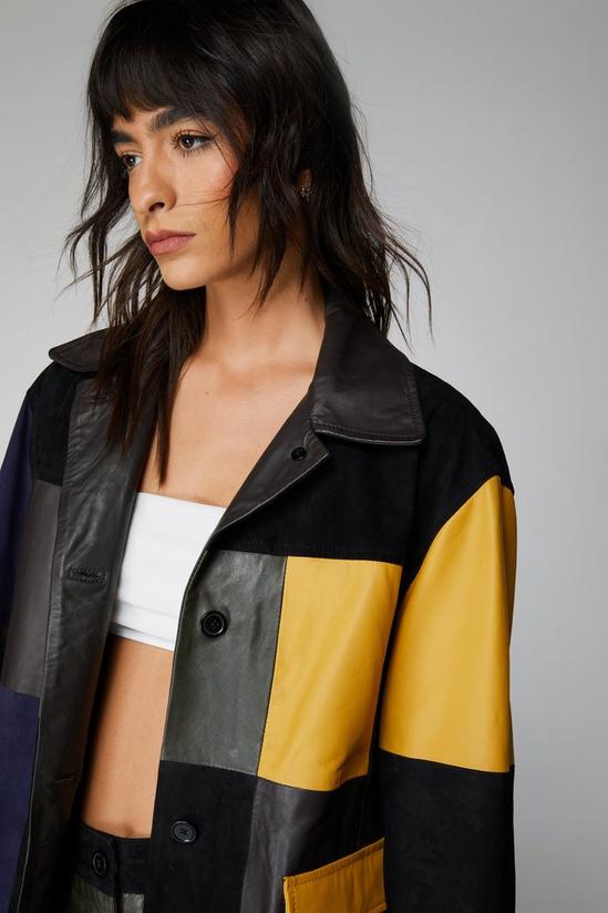 NastyGal Premium Real Leather And Suede Patchwork Jacket 3