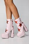 NastyGal Faux Leather & Glitter Star Platform Ankle Boots thumbnail 3
