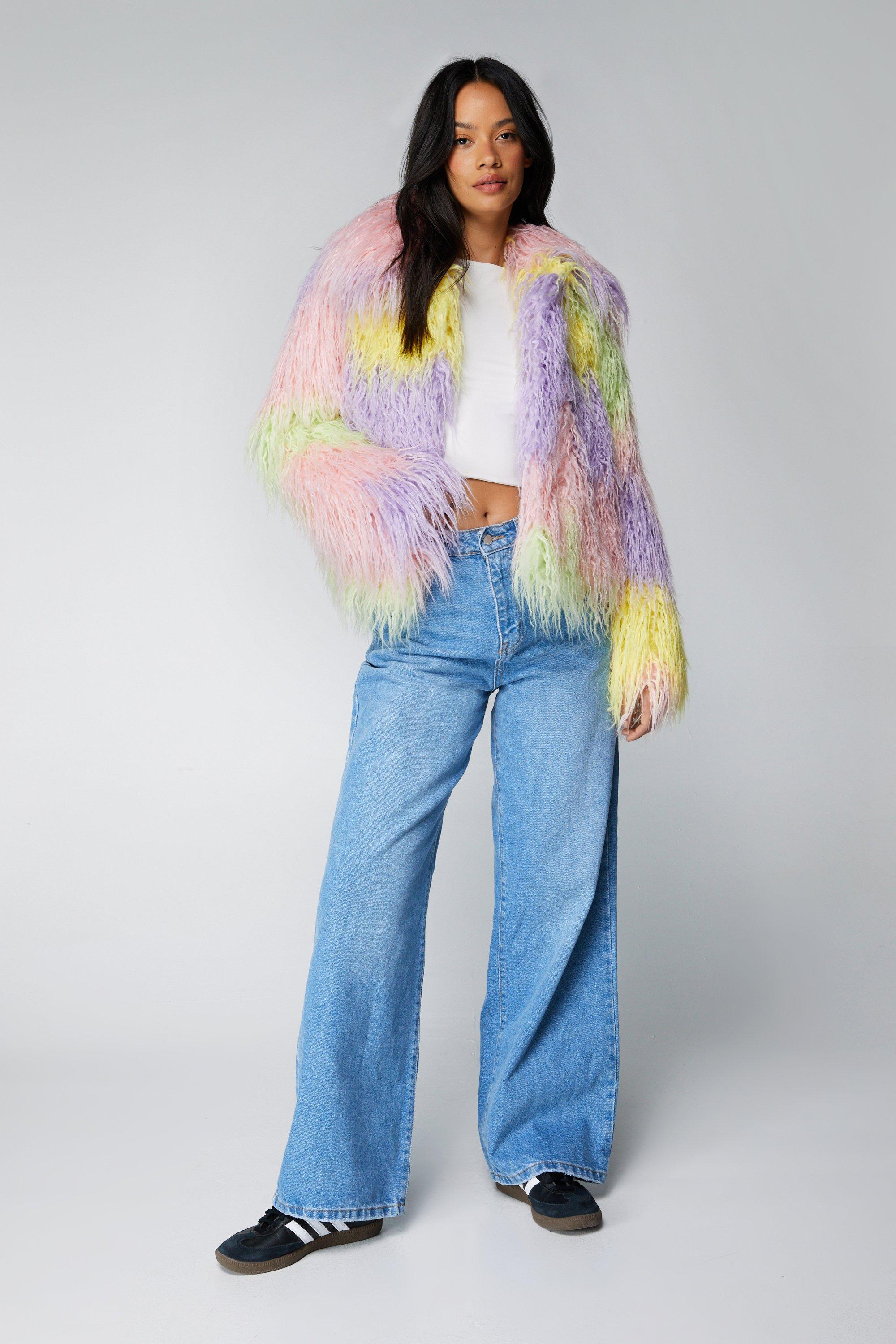 Ombre faux hot sale fur coat