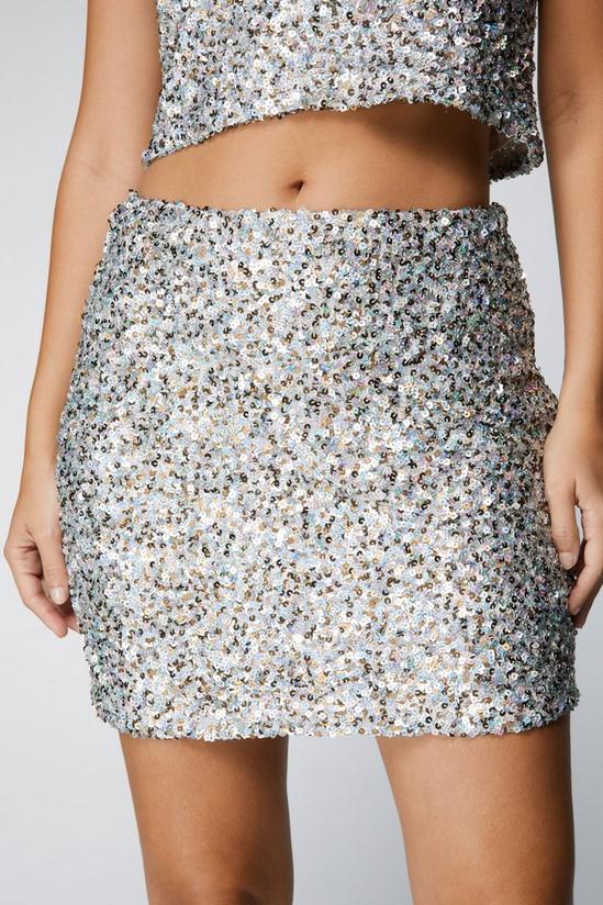 NastyGal Petite Metallic Textured Mixed Sequin Mini Skirt 1