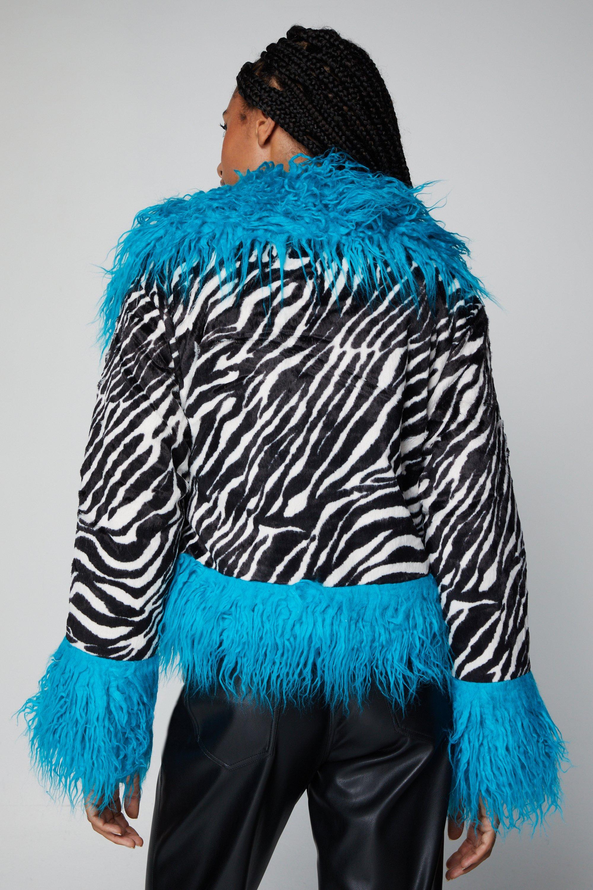 Faux fur zebra clearance coat