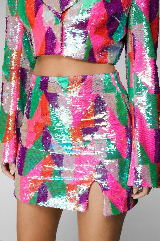 NastyGal Multicolor Patterned Sequin Mini Skirt 4