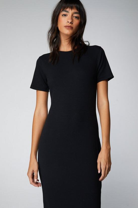 NastyGal Short Sleeve Ribbed Maxi T-shirt Dress 2