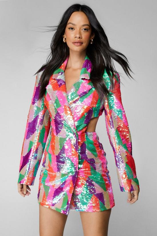 NastyGal Multicolored Sequin Blazer Dress 1
