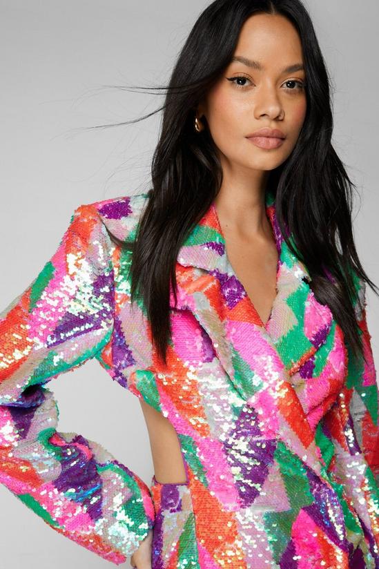 NastyGal Multicolored Sequin Blazer Dress 3