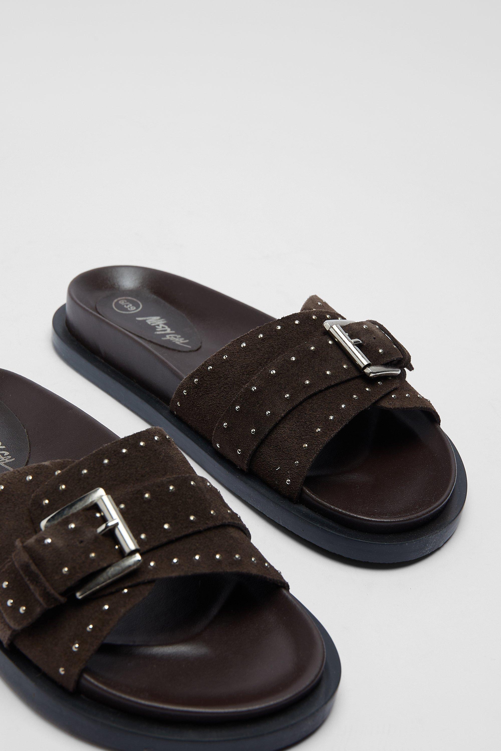 Studded buckle sandals hot sale