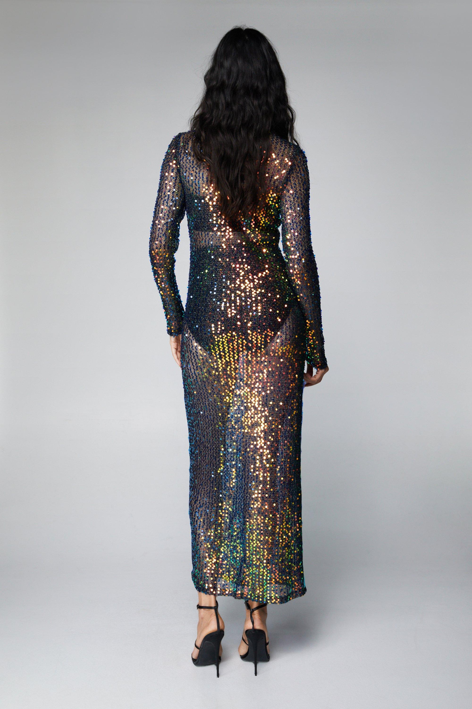 Sequin sheer shop maxi dress