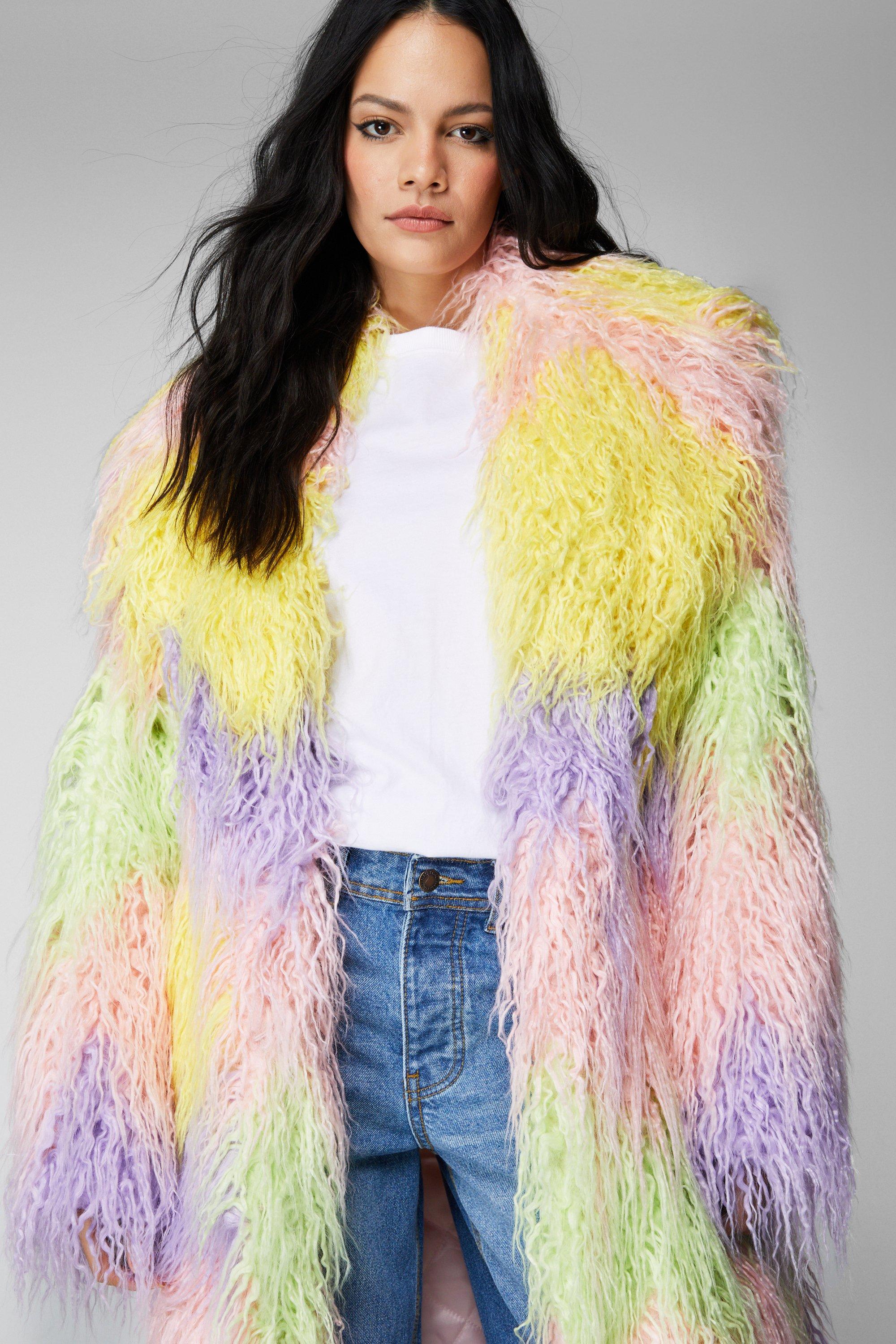 Ombre faux shop fur coat