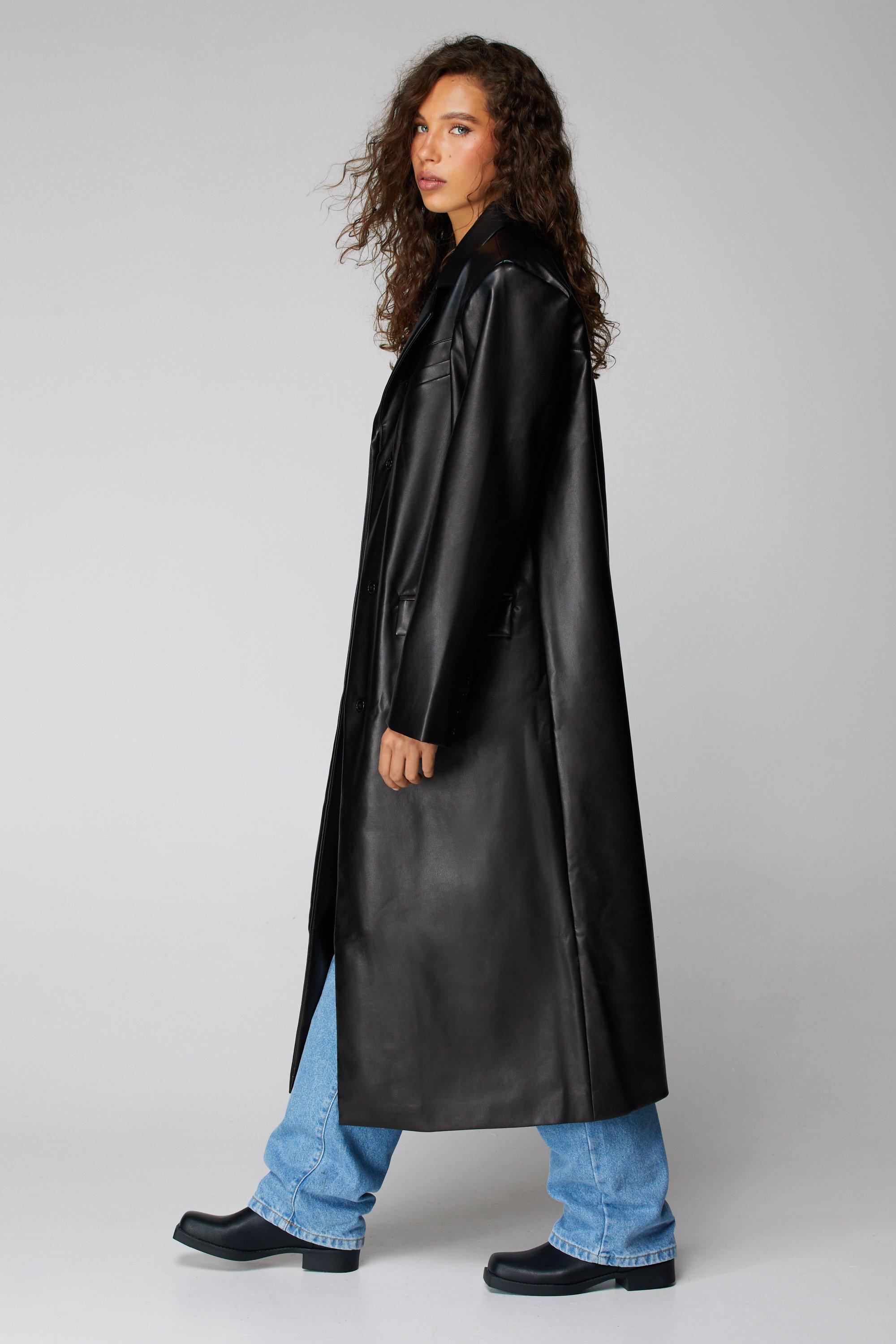 Faux Leather Duster Coat boohoo UK