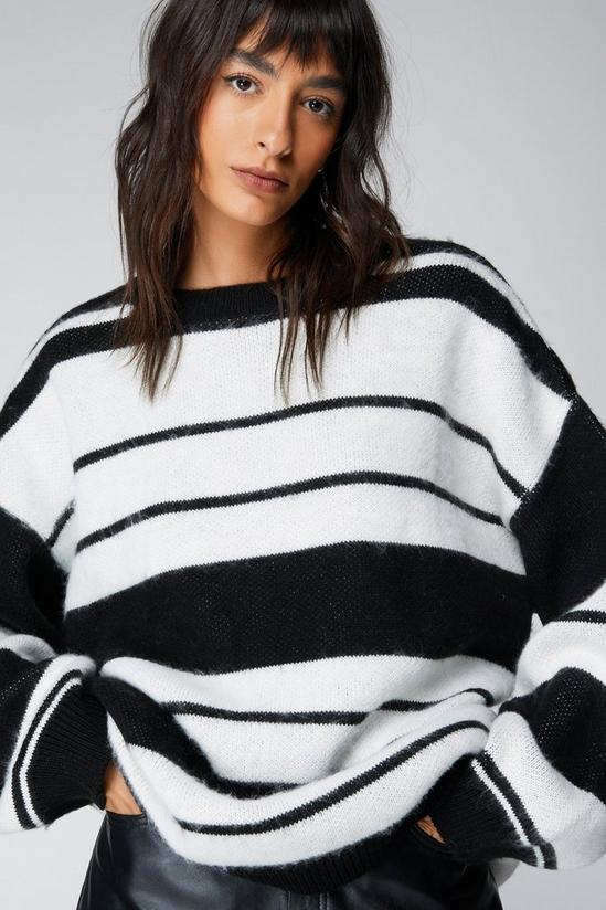 NastyGal Stripe Brushed Knitted Oversized Sweater 3