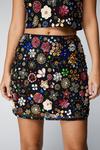 NastyGal Mixed Flower Embellished Mini Skirt thumbnail 3