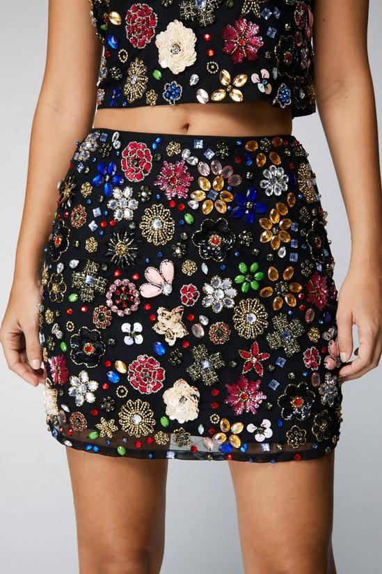 NastyGal Mixed Flower Embellished Mini Skirt 3