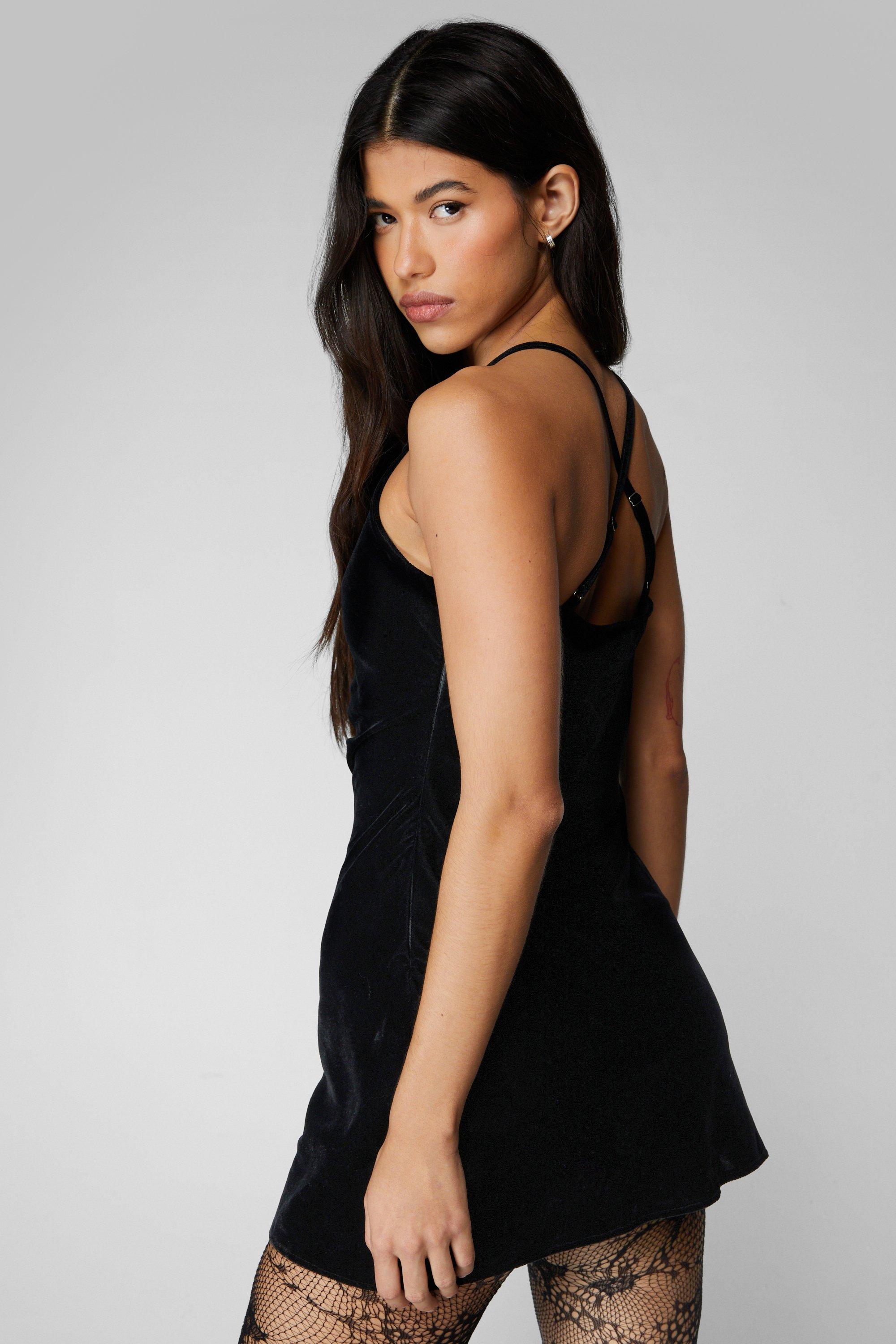 Velvet mini slip sales dress