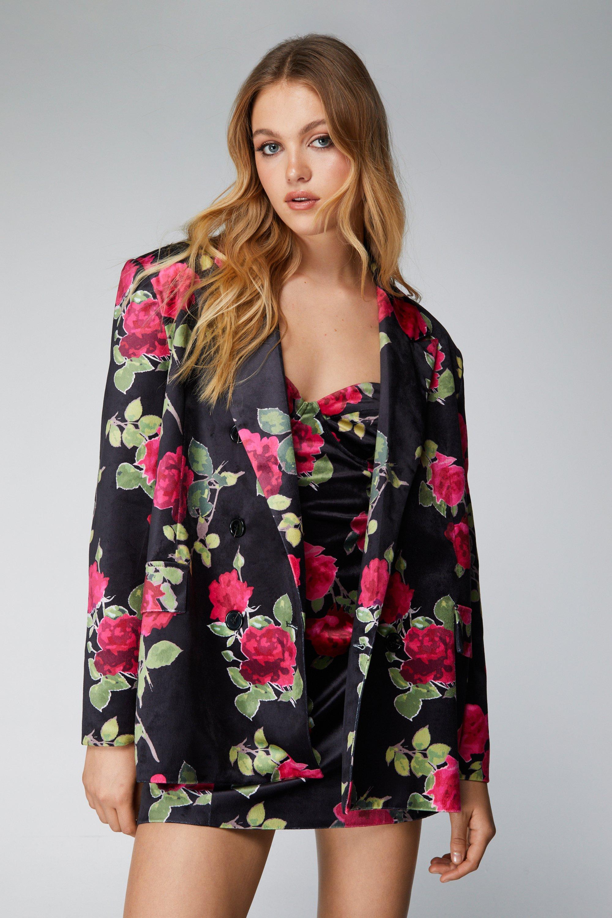 Velvet hot sale printed blazer