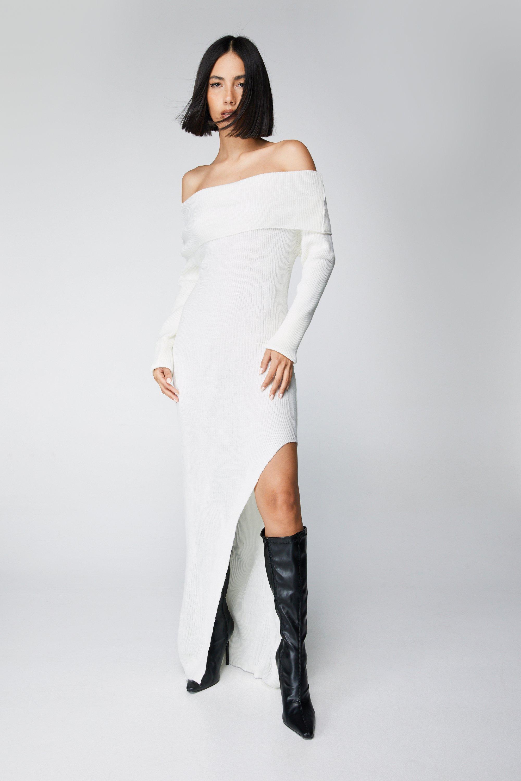 Boohoo bardot maxi on sale dress