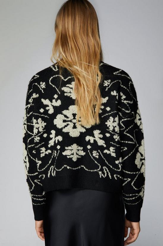 NastyGal Relaxed Floral Metallic Flecked Knit Sweater 4
