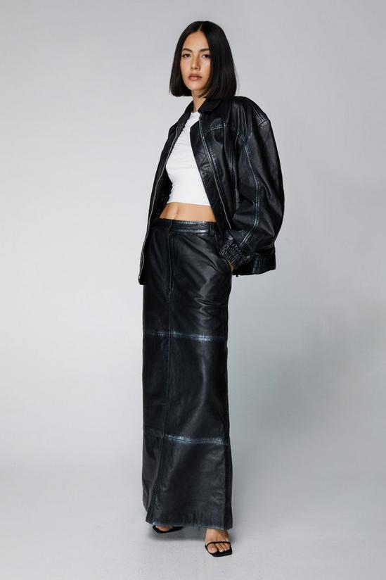 NastyGal Real Leather Distressed Metallic Maxi Skirt 1