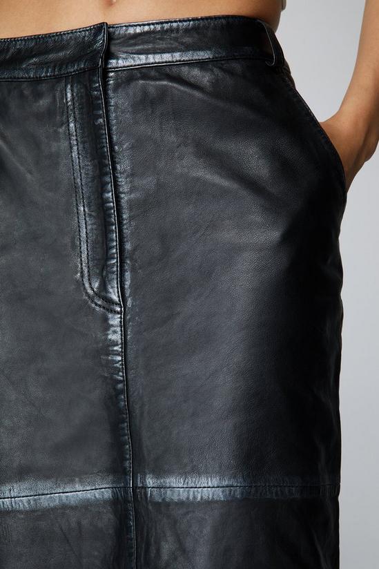 NastyGal Real Leather Distressed Metallic Maxi Skirt 2