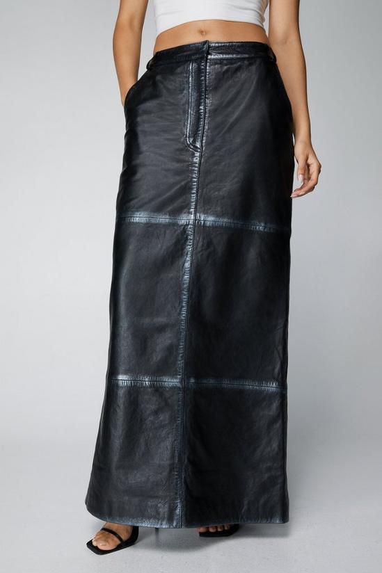NastyGal Real Leather Distressed Metallic Maxi Skirt 3