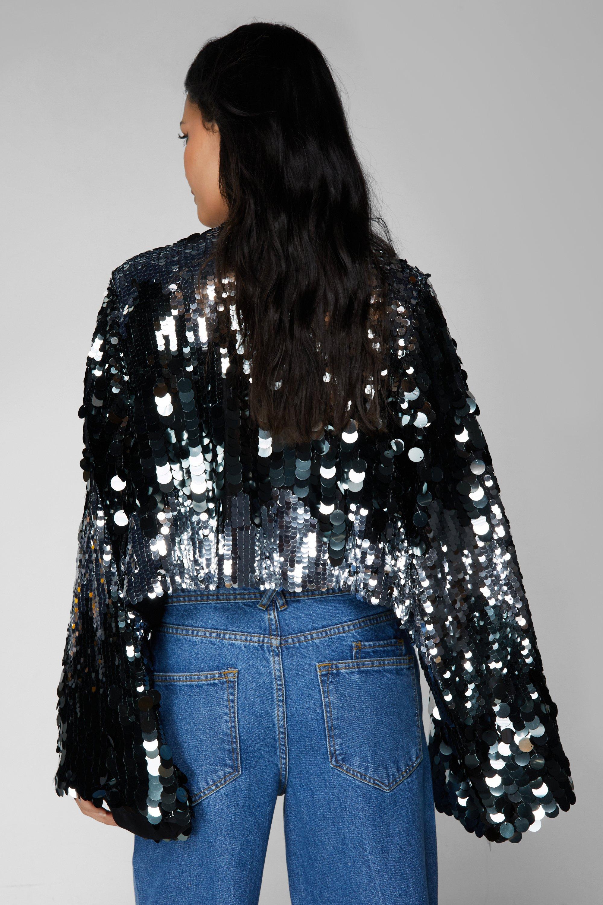 Sequin jacket cheap boohoo