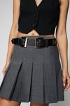 NastyGal Faux Leather Double Buckle Wide Belt thumbnail 1
