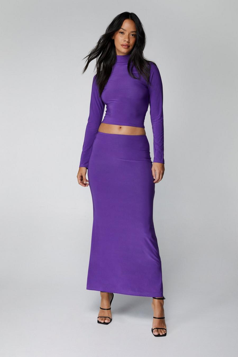 Purple Slinky Maxi Skirt
