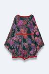 NastyGal Plus Size Lace Trim Floral Devore Flare Sleeve Mini Dress thumbnail 2