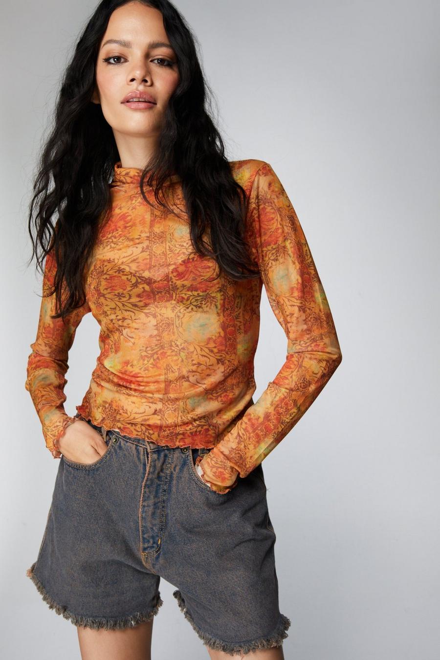 Orange Moschino patchwork-pattern shirt jacket