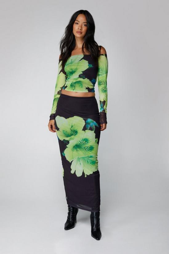 NastyGal Floral Print Mesh Maxi Skirt 1