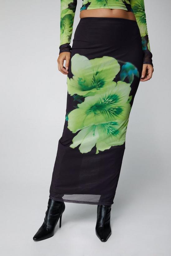 NastyGal Floral Print Mesh Maxi Skirt 2