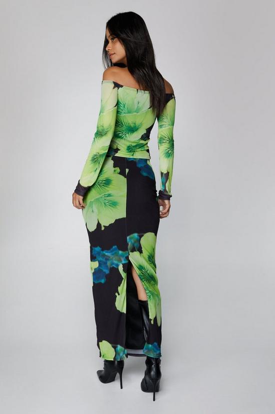 NastyGal Floral Print Mesh Maxi Skirt 4