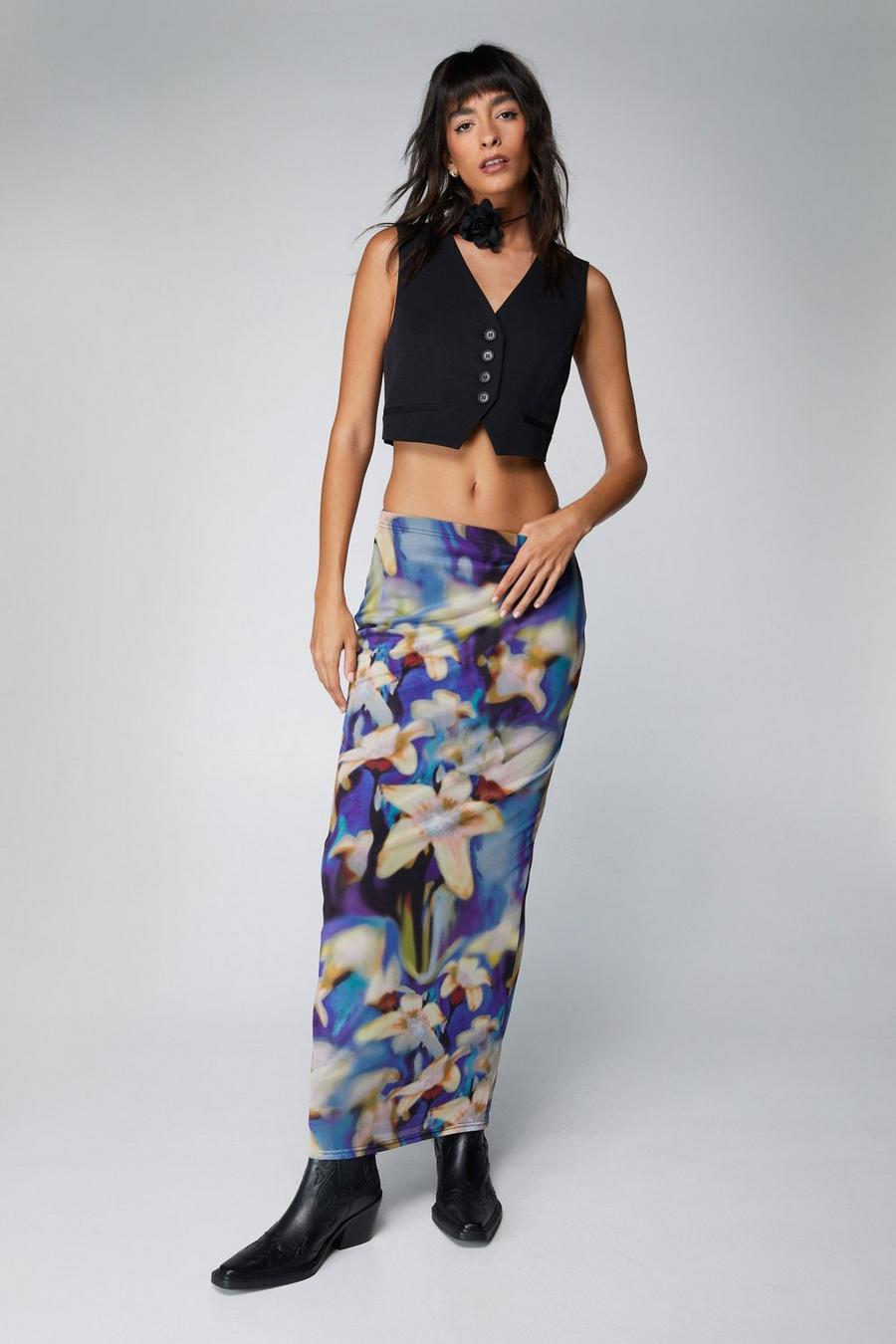 Multi Mesh High Waisted Relaxed Maxi Skirt image number 1