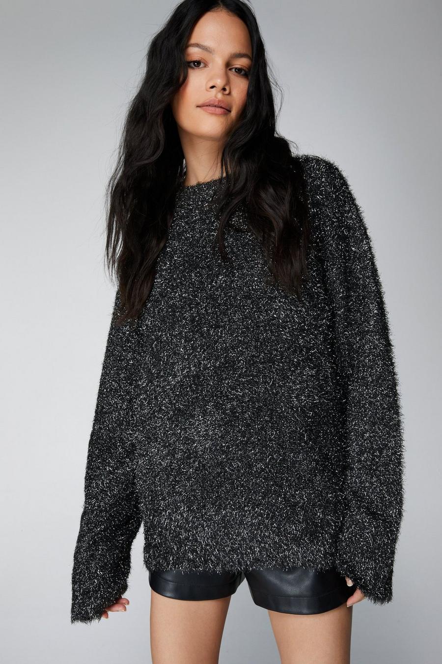 Silver Tinsel Oversized Sweater