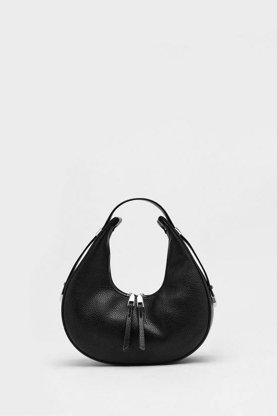 NastyGal Faux Leather Half Moon Double Zip Shoulder Bag 3