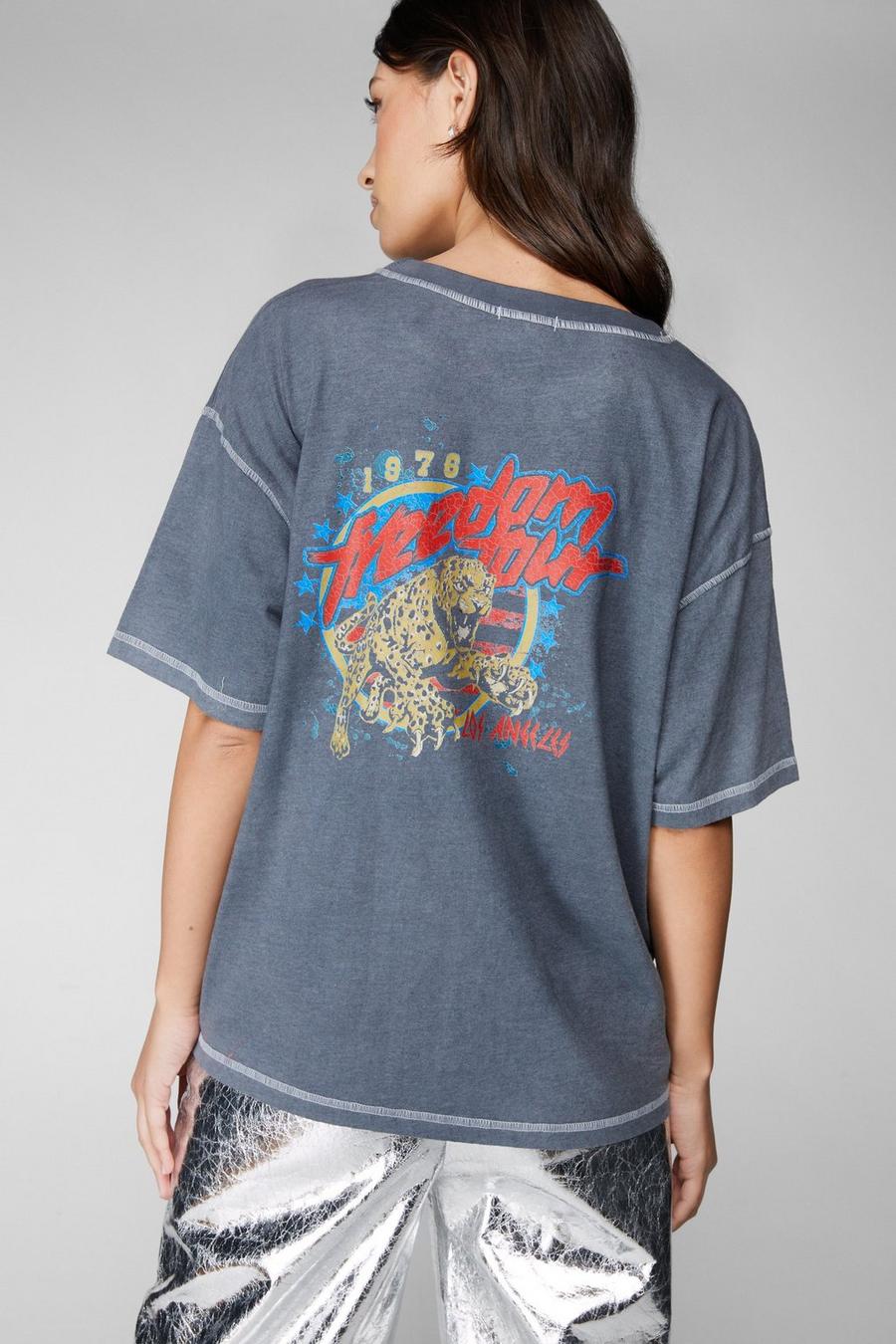 Charcoal Freedom Tour Washed Oversized Graphic T-shirt