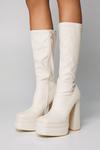 NastyGal Faux Leather Platform Knee High Sock Boots thumbnail 1