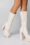 NastyGal Faux Leather Platform Knee High Sock Boots thumbnail 2