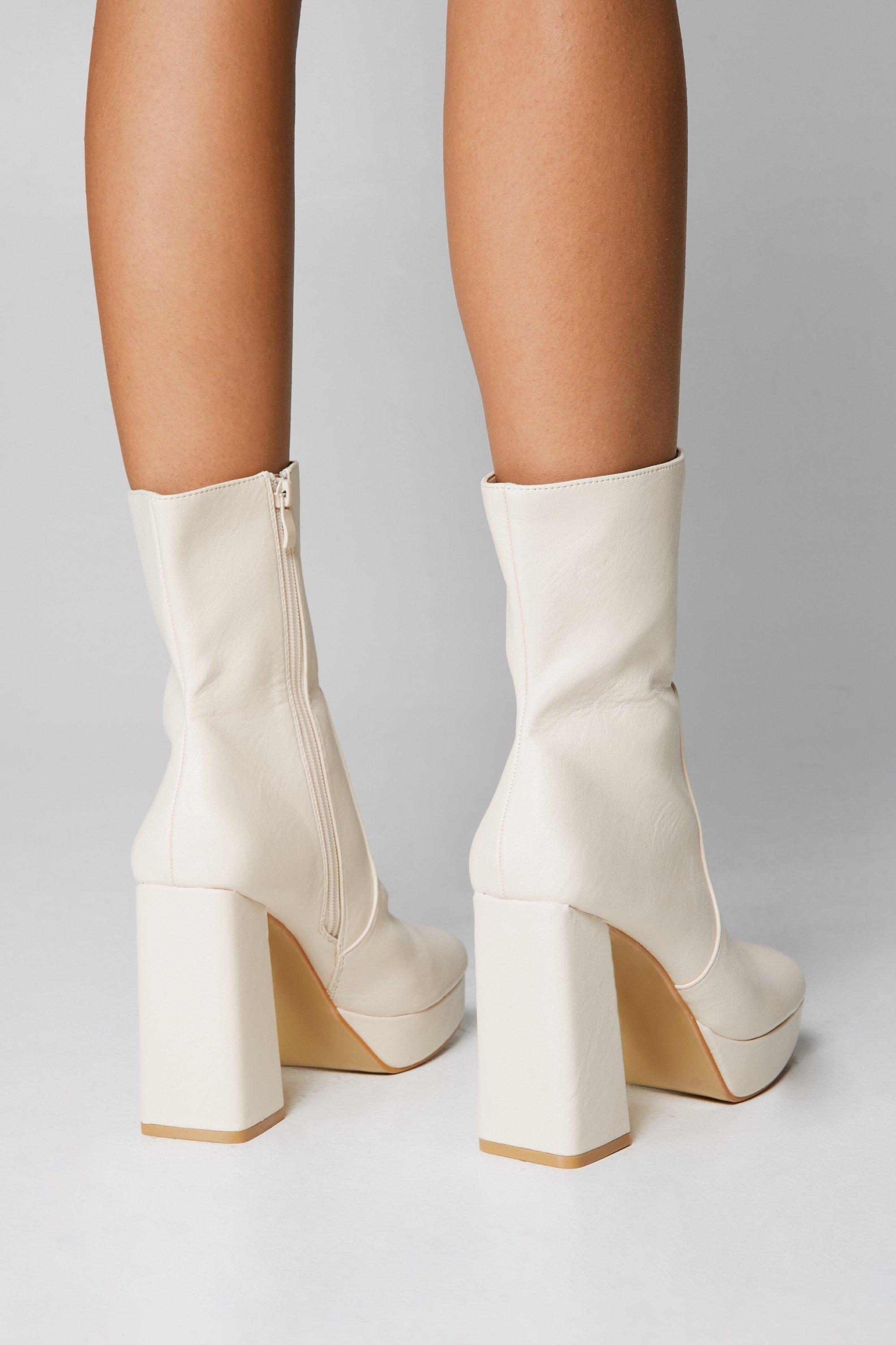 White leather 2024 sock boots