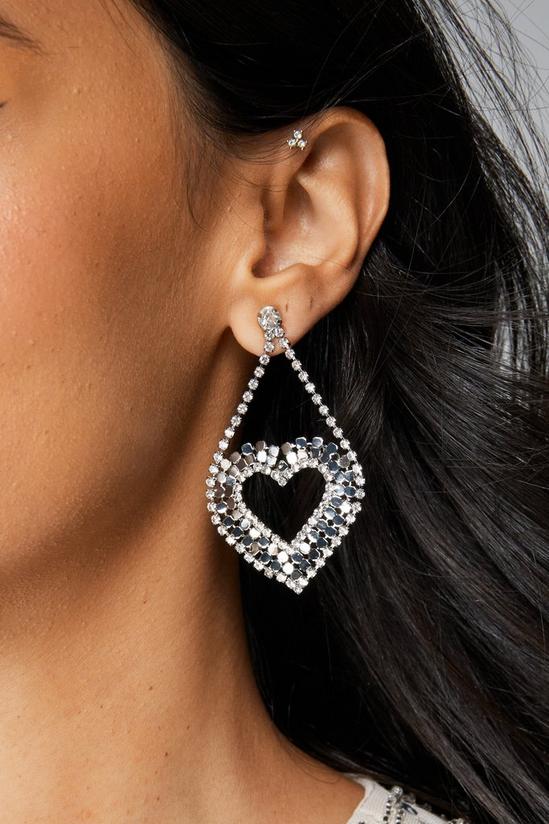 NastyGal Mirror Diamante Heart Earrings 1