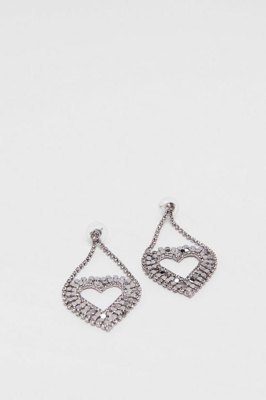 NastyGal Mirror Diamante Heart Earrings 3