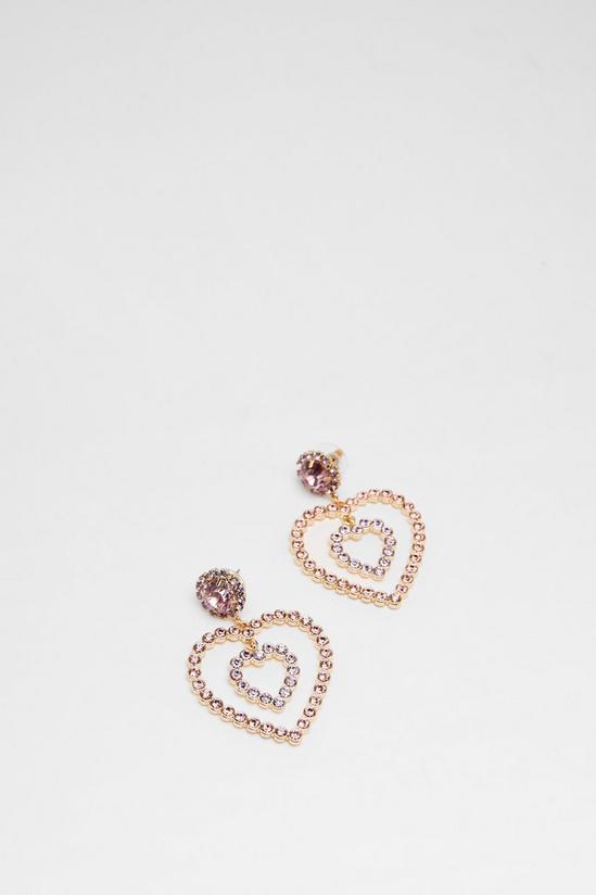 NastyGal Colored Diamante Heart Earrings 3