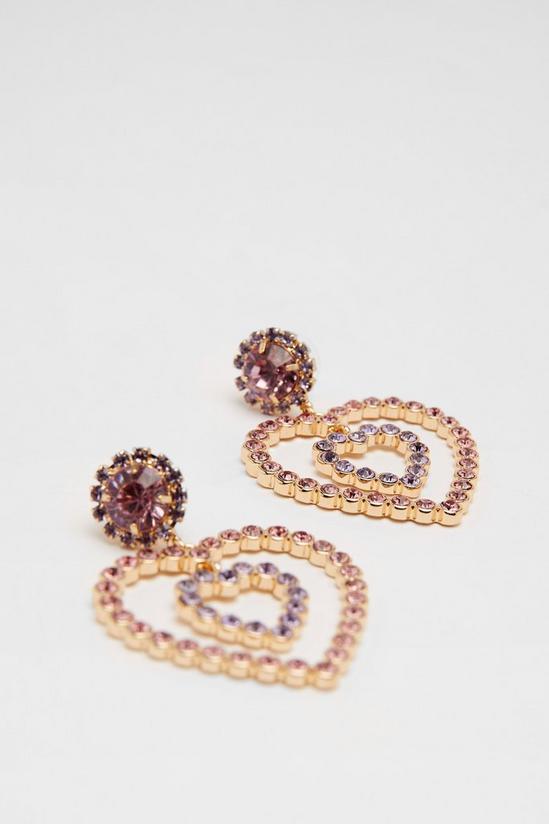 NastyGal Colored Diamante Heart Earrings 4