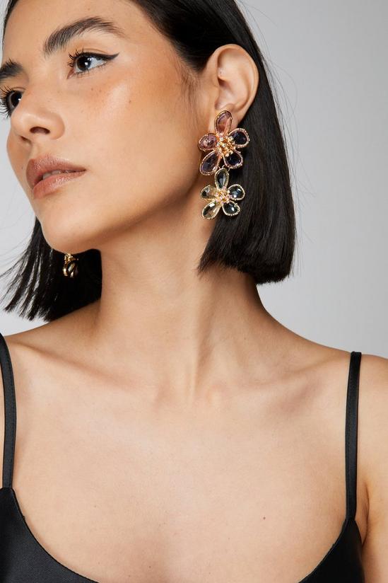 NastyGal Diamante Flower Drop Earrings 1