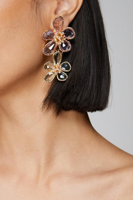 NastyGal Diamante Flower Drop Earrings 2