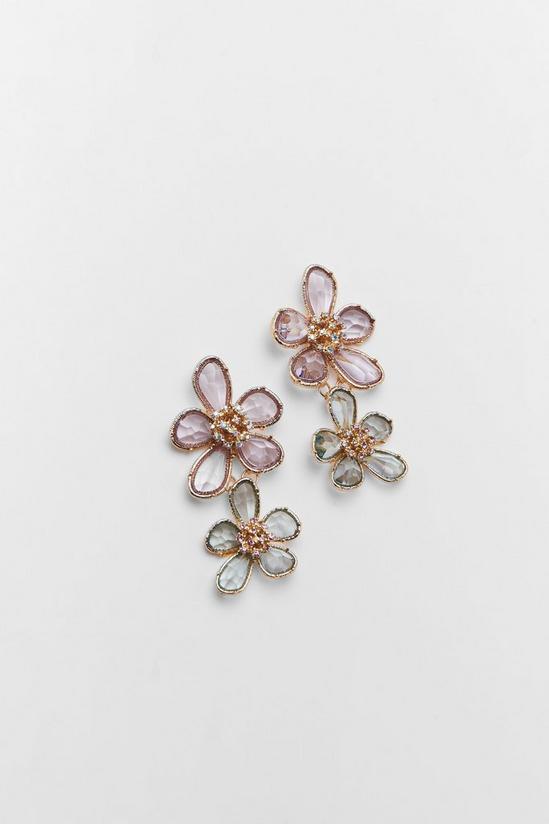 NastyGal Diamante Flower Drop Earrings 3
