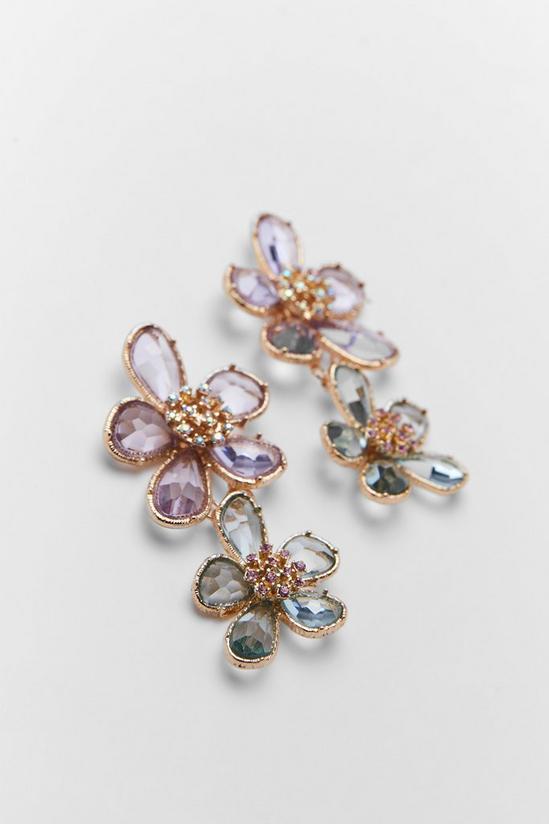 NastyGal Diamante Flower Drop Earrings 4
