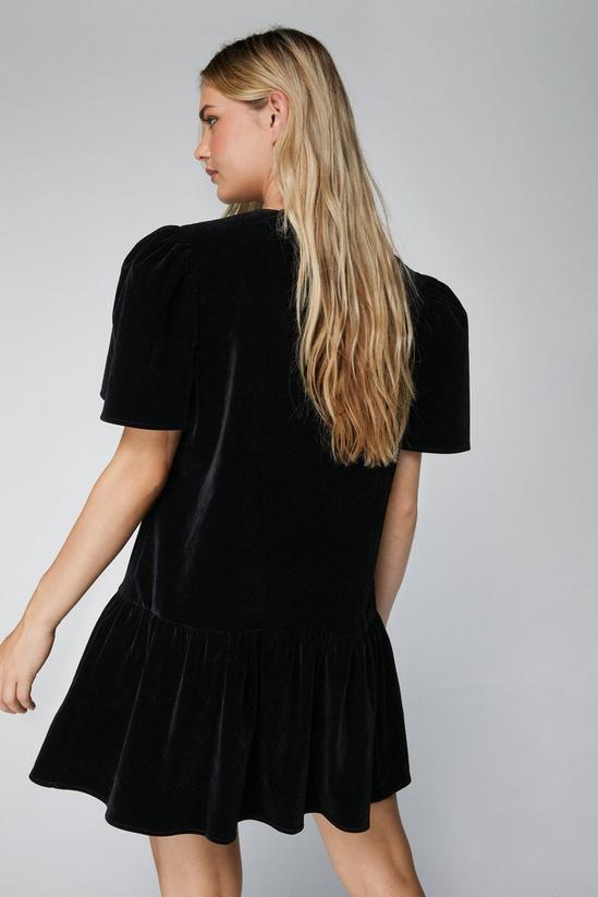 NastyGal Structured Velvet Puff Sleeve Mini Dress 4
