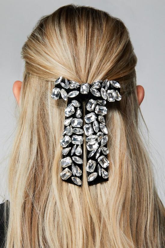 NastyGal Embellished Diamante Oversized Hair Bow Clip 1