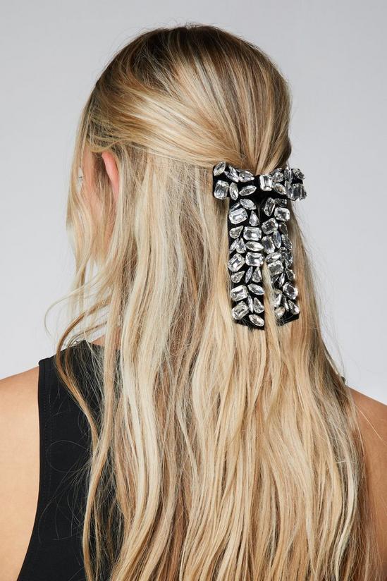 NastyGal Embellished Diamante Oversized Hair Bow Clip 2